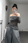 SWAYING/KNIT Water Soluble Wool Lapel SW22AW1T17 Dark Grey PS50